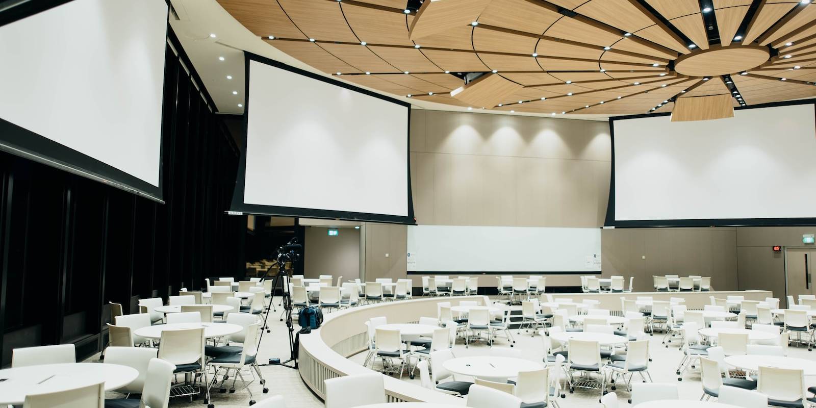 photo of empty room with projector screen